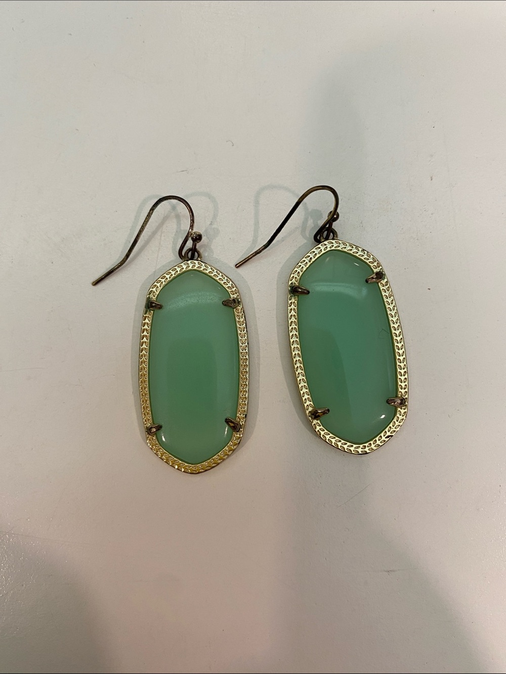 Kendra Scott Mint Green Gold-Trim Danielle Drop Earrings